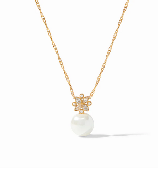 Charlotte Pearl Delicate Necklace Gold Cubic Zirconia and Pearl Necklaces Julie Vos   