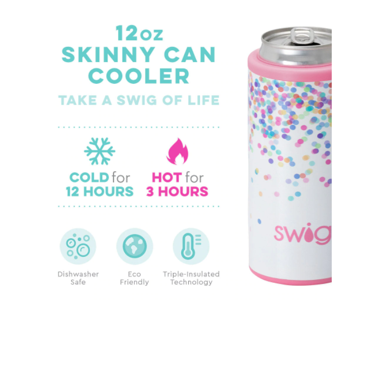12 oz Skinny Can Cooler - Confetti Gifts Swig   