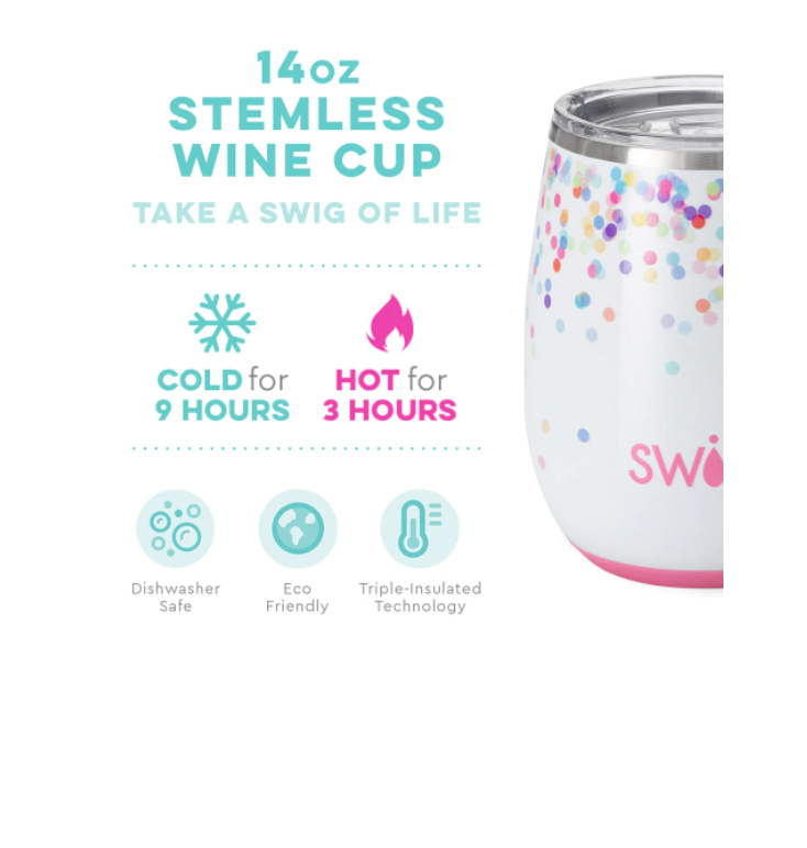 14 oz Stemless Cup - Confetti Insulated Drinkware Swig   