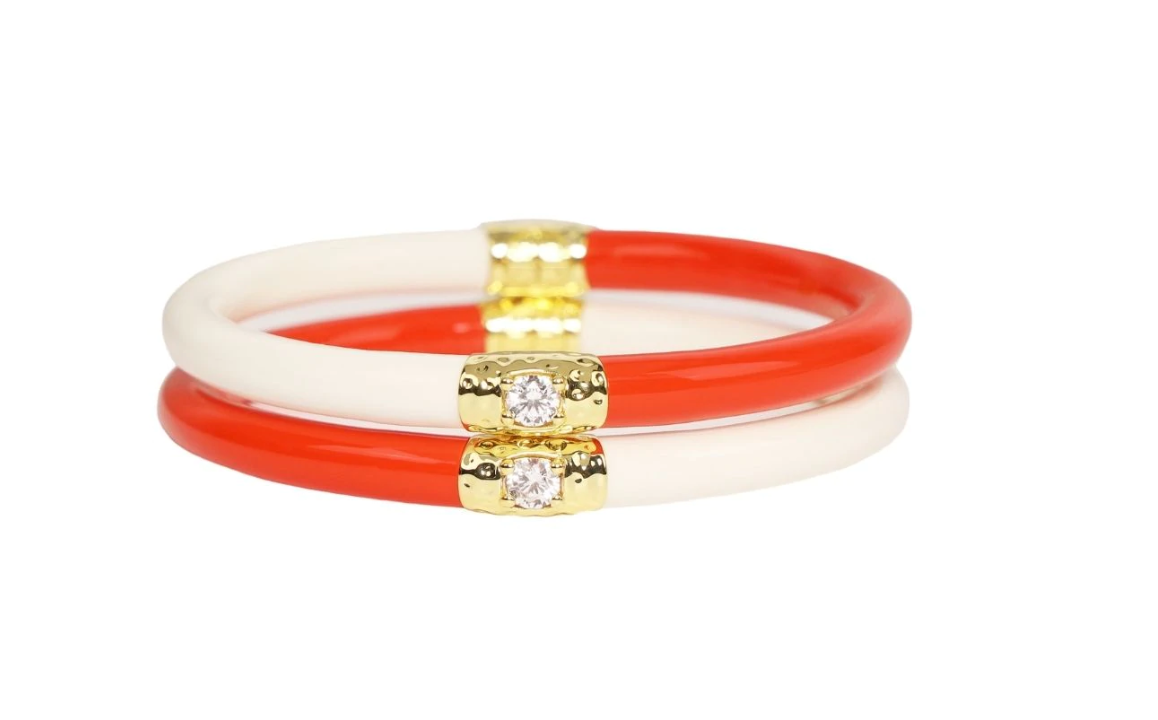 Ying Yang - Coral & Ivory All Weather Bangles (Set of 3) - LG Women's Jewelry Budha Girl   