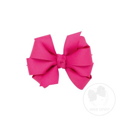 Double Mini Bow w/ Knot Wrap Kids Hair Accessories Wee Ones shocking pink  