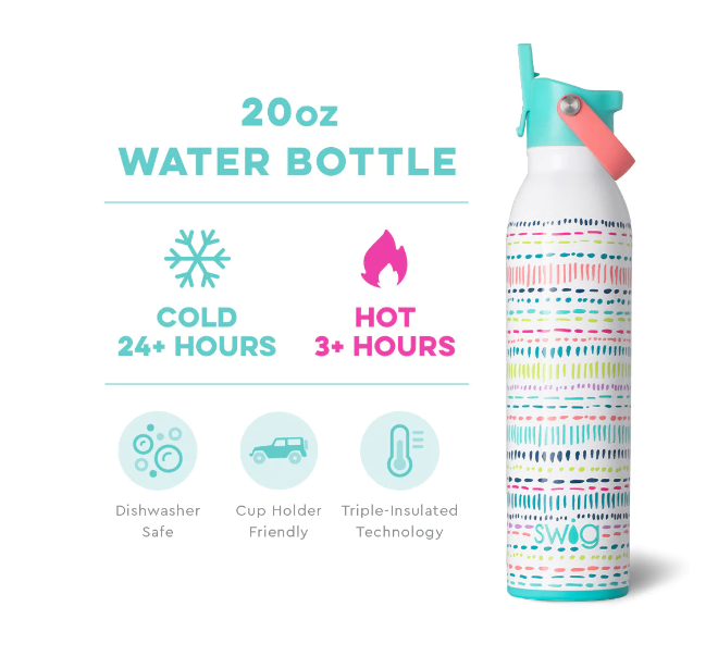 Dipsy Dot Flip + Sip Water Bottle (20oz) Insulated Drinkware Swig   