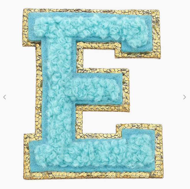 Stuck on You Large Chenille Glitter Varsity Letter Patch Misc Accessories Canvas E  