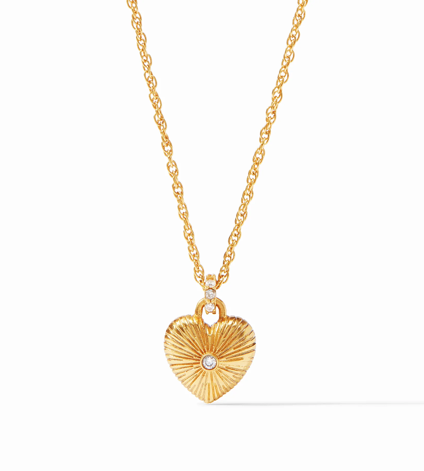 Esme Heart Solitaire Necklace Gold Cubic Zirconia Necklaces Julie Vos   