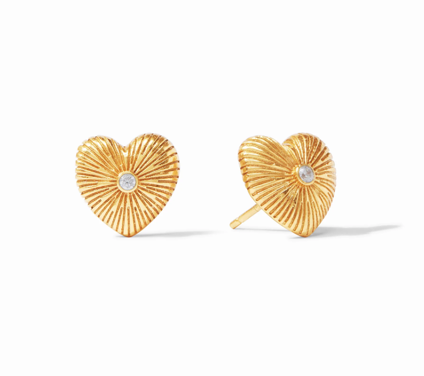 Esme Heart Stud Gold Cubic Zirconia Earrings Julie Vos   