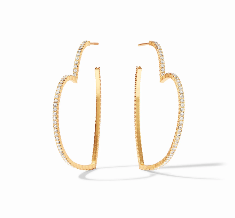 Esme Heart CZ Hoop Gold Cubic Zirconia Large Earrings Julie Vos   