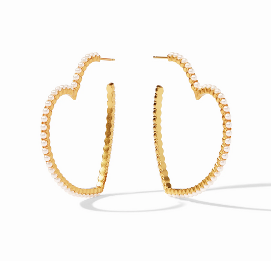 Esme Heart Pearl Hoop Gold Pearl Large Earrings Julie Vos   