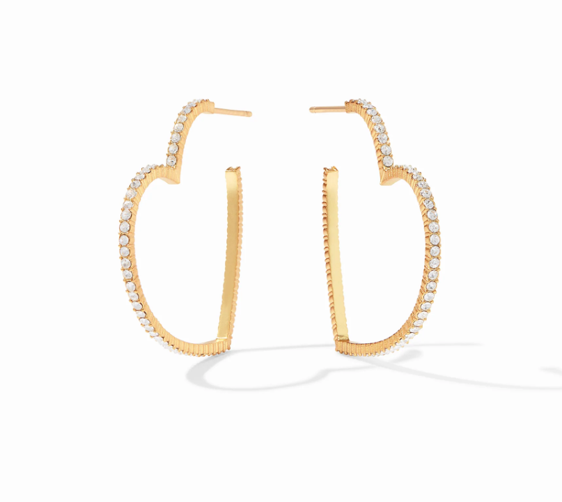 Esme Heart CZ Hoop Gold Cubic Zirconia Medium Earrings Julie Vos   