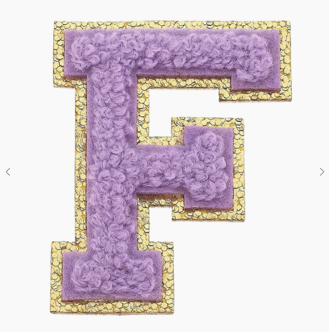 Stuck on You Large Chenille Glitter Varsity Letter Patch Misc Accessories Canvas F  