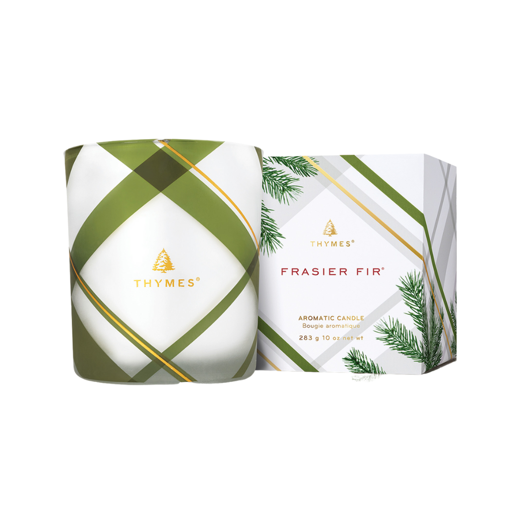 Frasier Fir Medium Frosted Plaid Candle Gifts Thymes   