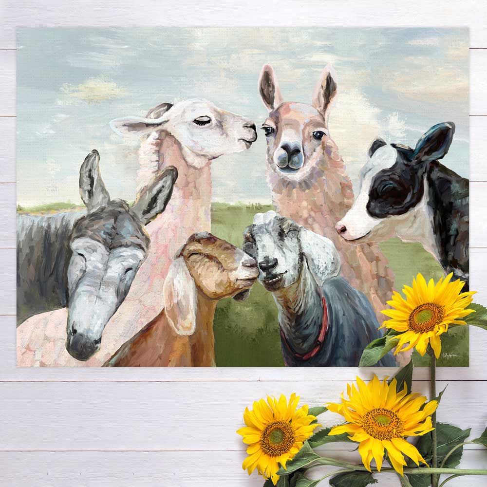 Farm Besties Floorcloth 30"x22" Home Decor Greenbox Art   