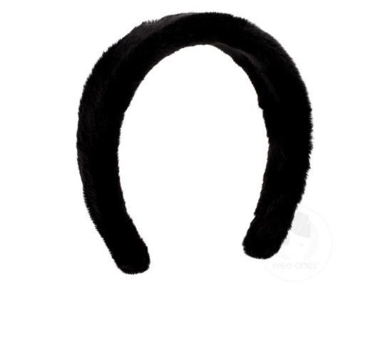 Faux Fur Headband - Black Kids Hair Accessories Wee Ones   
