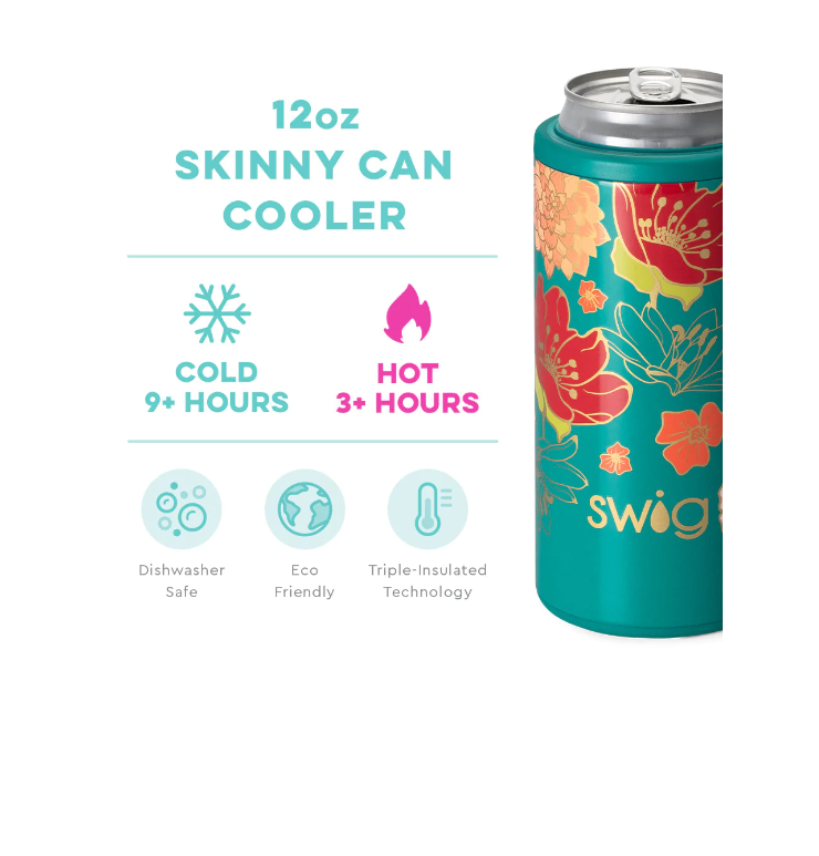 12 oz Skinny Can Cooler - Fire Poppy Insulated Drinkware Swig   