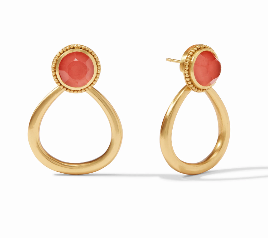 Flora Statement Earring Gold Iridescent Coral Earrings Julie Vos   