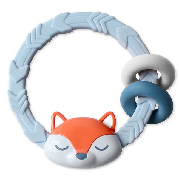 Ritzy Rattle Silicone Teether Rattle - Fox Blue Gifts Itzy Ritzy   