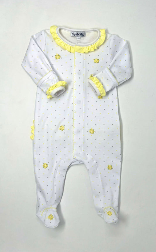 Ellen's Classics Scattered Ruffle Footie - Yellow Baby Sleepwear Magnolia Baby   