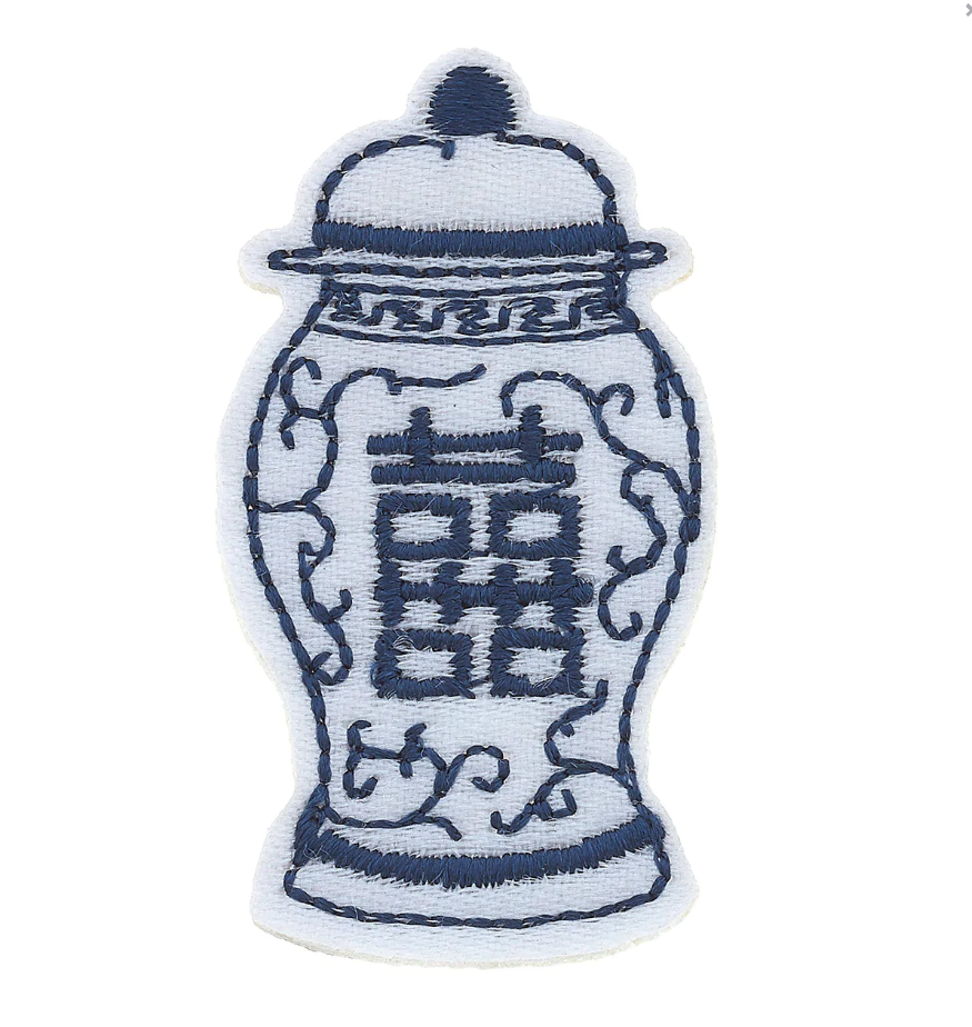 Stuck on You Ginger Jar Double Happiness Patch - Blue & White Misc Accessories Canvas   