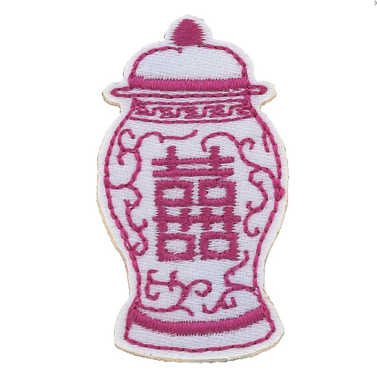 Stuck on You Ginger Jar Double Happiness Patch - Pink & White Misc Accessories Canvas   