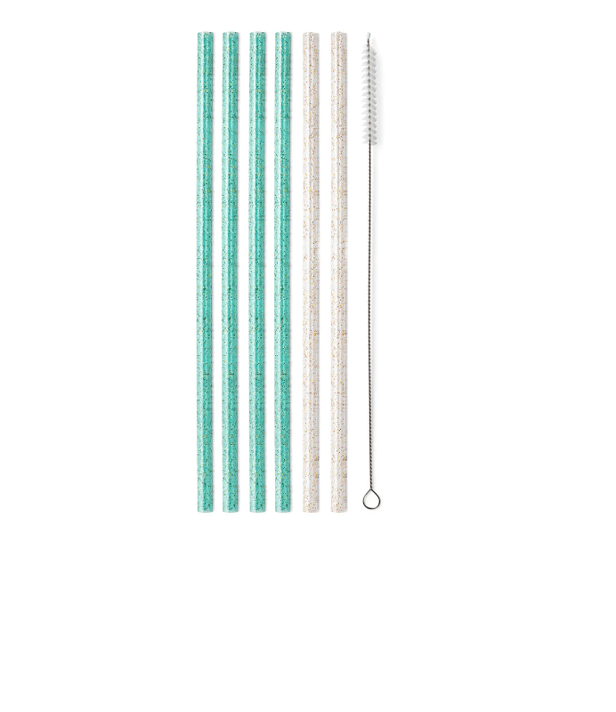 Glitter & Clear Reusable Straw Set (Tall) Gifts Swig   