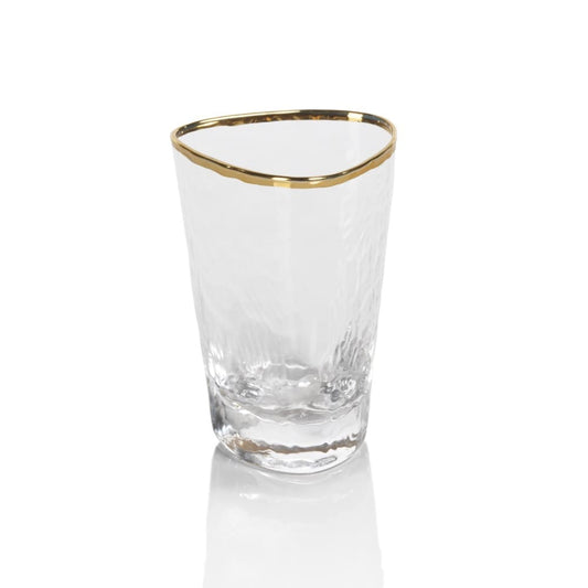 Aperitivo Triangular Shot Glass - Clear with Gold Rim Kitchen + Entertaining Zodax   