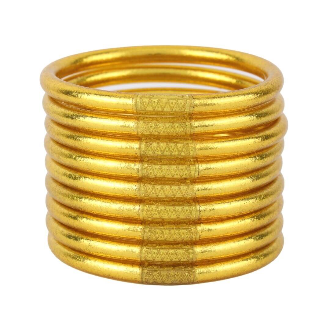 Gold All Weather Bangles (Set of 9) - MD Women's Jewelry Budha Girl   
