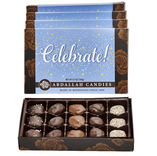 Greeting Card Chocolate Box - Celebrate Paper Goods Abdallah Candies   