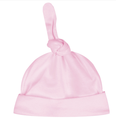 Beanie Top Knot Hat - Lt. Pink Baby Accessories Blanks Boutique   