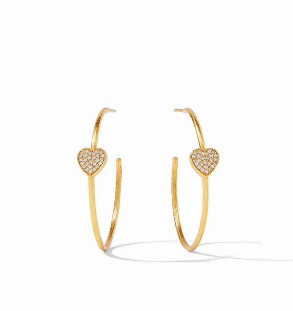 Heart Hoop Gold Cubic Zirconia - Large Earrings Julie Vos   