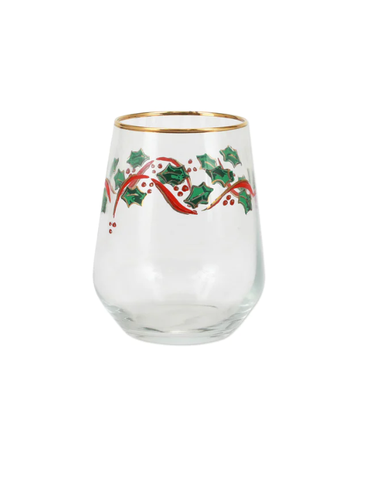 Holly Stemless Wine Glass Home Decor Vietri   