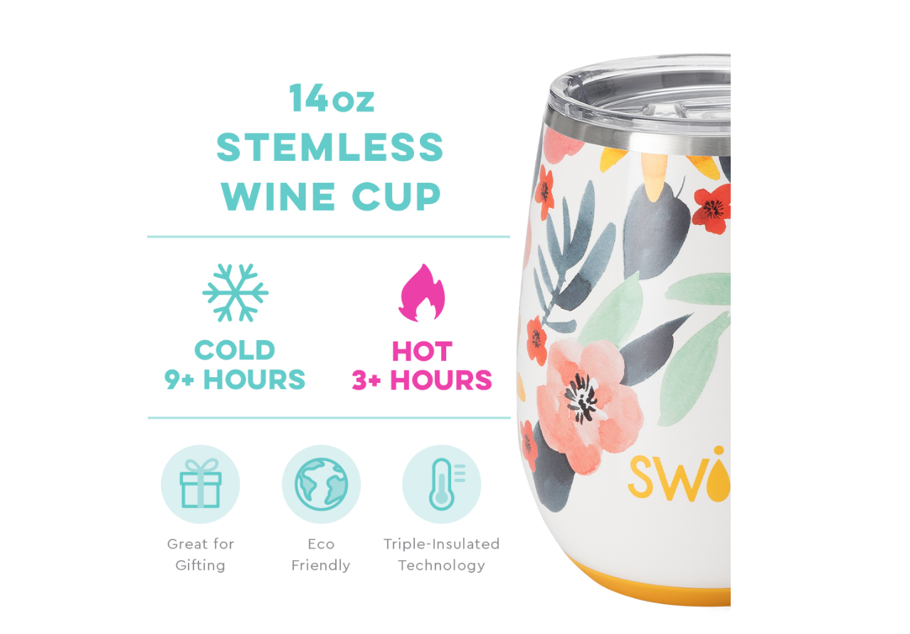 14 oz Stemless Wine - Honey Meadow Insulated Drinkware Swig   