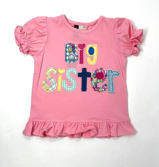 Pink Big Sister Applique Tshirt Girls Tops + Tees Banana Split   