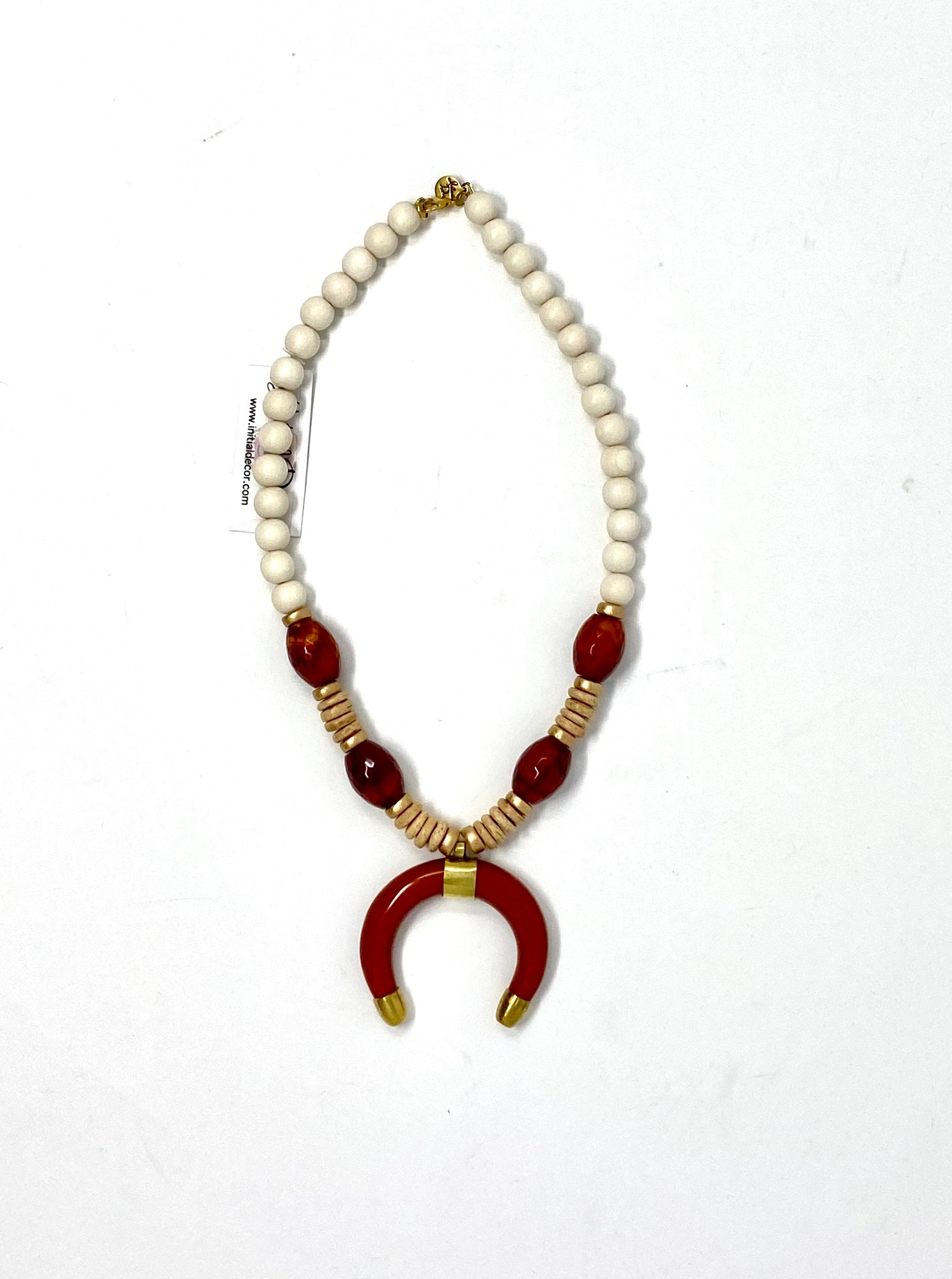 Short Boho Horn Necklace - Rust Women's Jewelry Initial Decor   