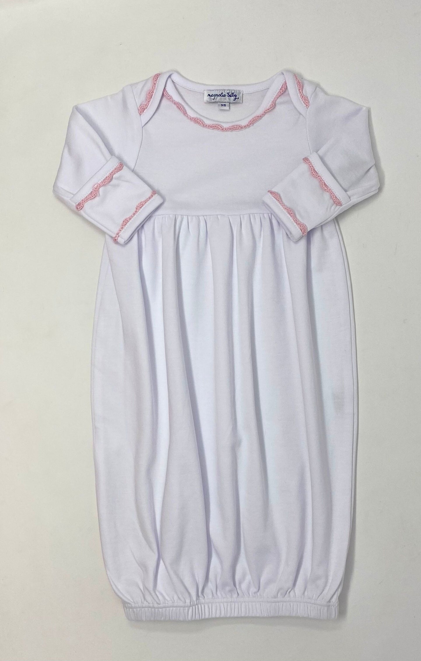 Pink Baby Joy Embroidered Gathered Gown Baby Sleepwear Magnolia Baby   