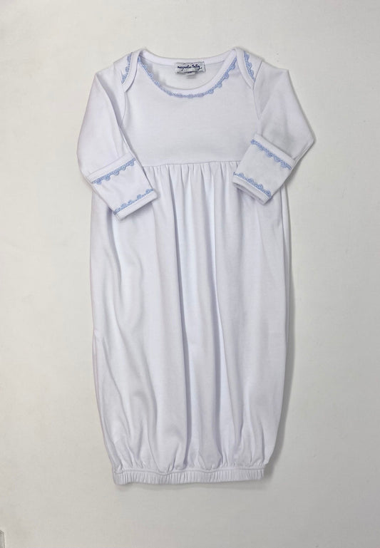 Light Blue Baby Joy Embroidered Gathered Gown Baby Sleepwear Magnolia Baby   