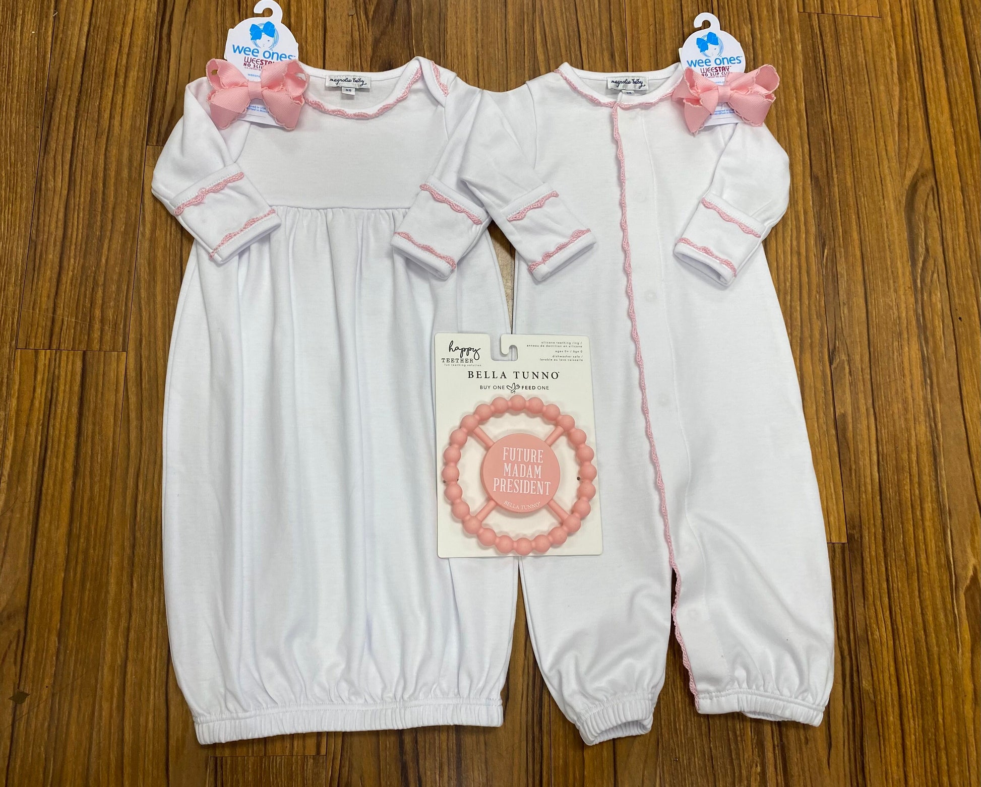 Pink Baby Joy Embroidered Gathered Gown Baby Sleepwear Magnolia Baby   