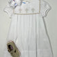 Girl's White Pique Dress with Crosses Girls Occasion Dresses Anavini   