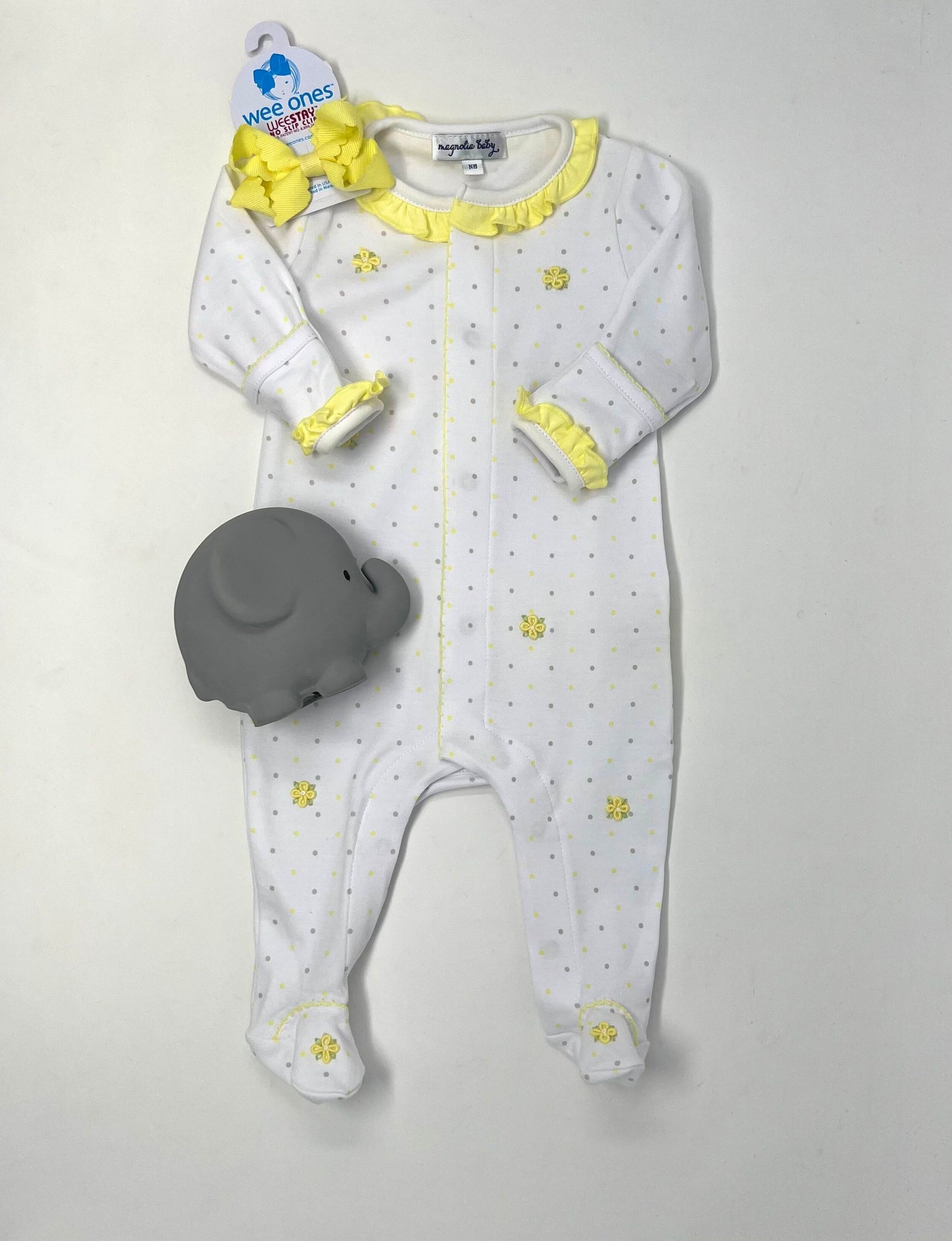 Ellen's Classics Scattered Ruffle Footie - Yellow Baby Sleepwear Magnolia Baby   