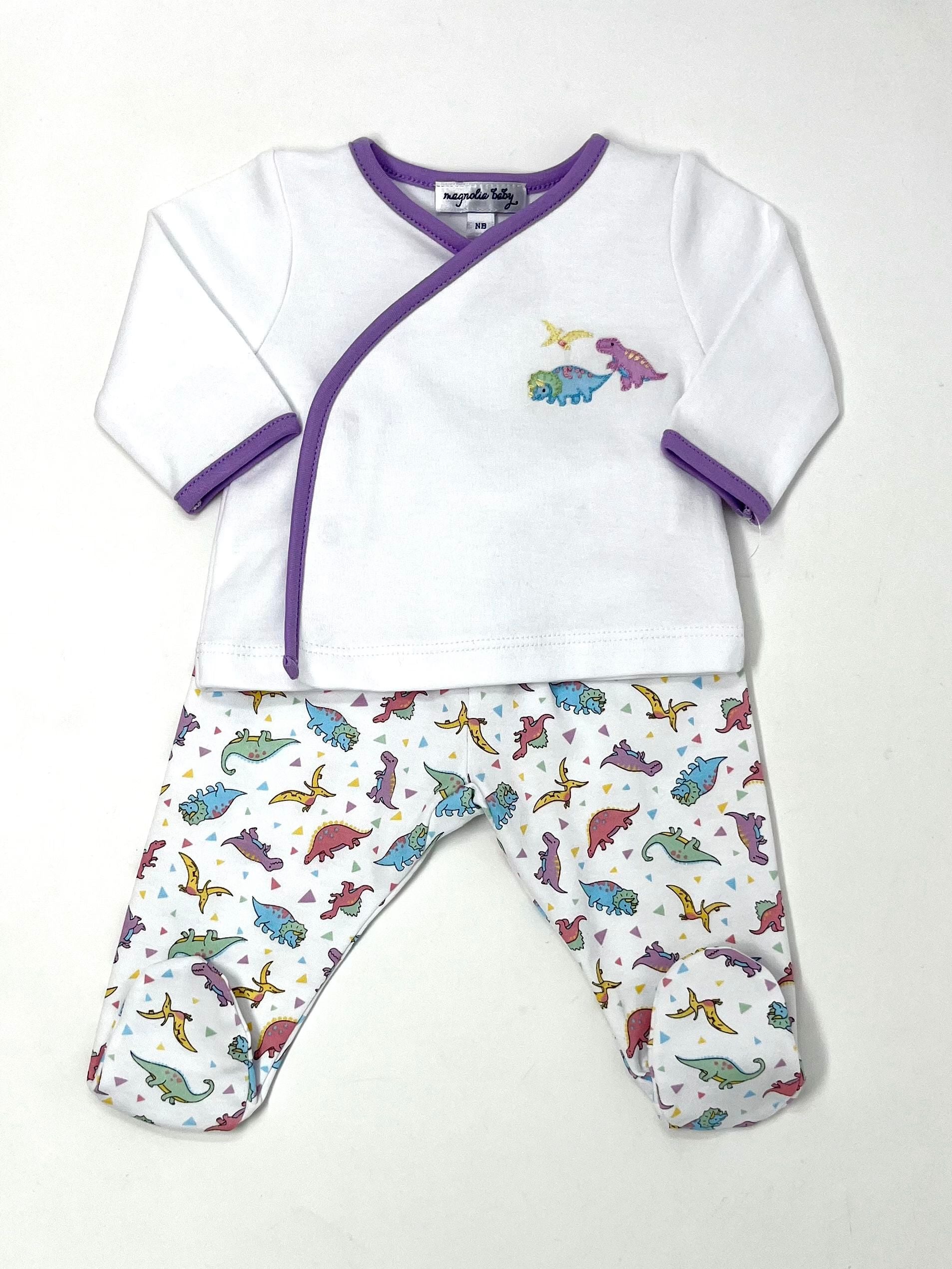 Dinoland Lilac Printed X-Tee Footed Pant Set Baby Sleepwear Magnolia Baby   
