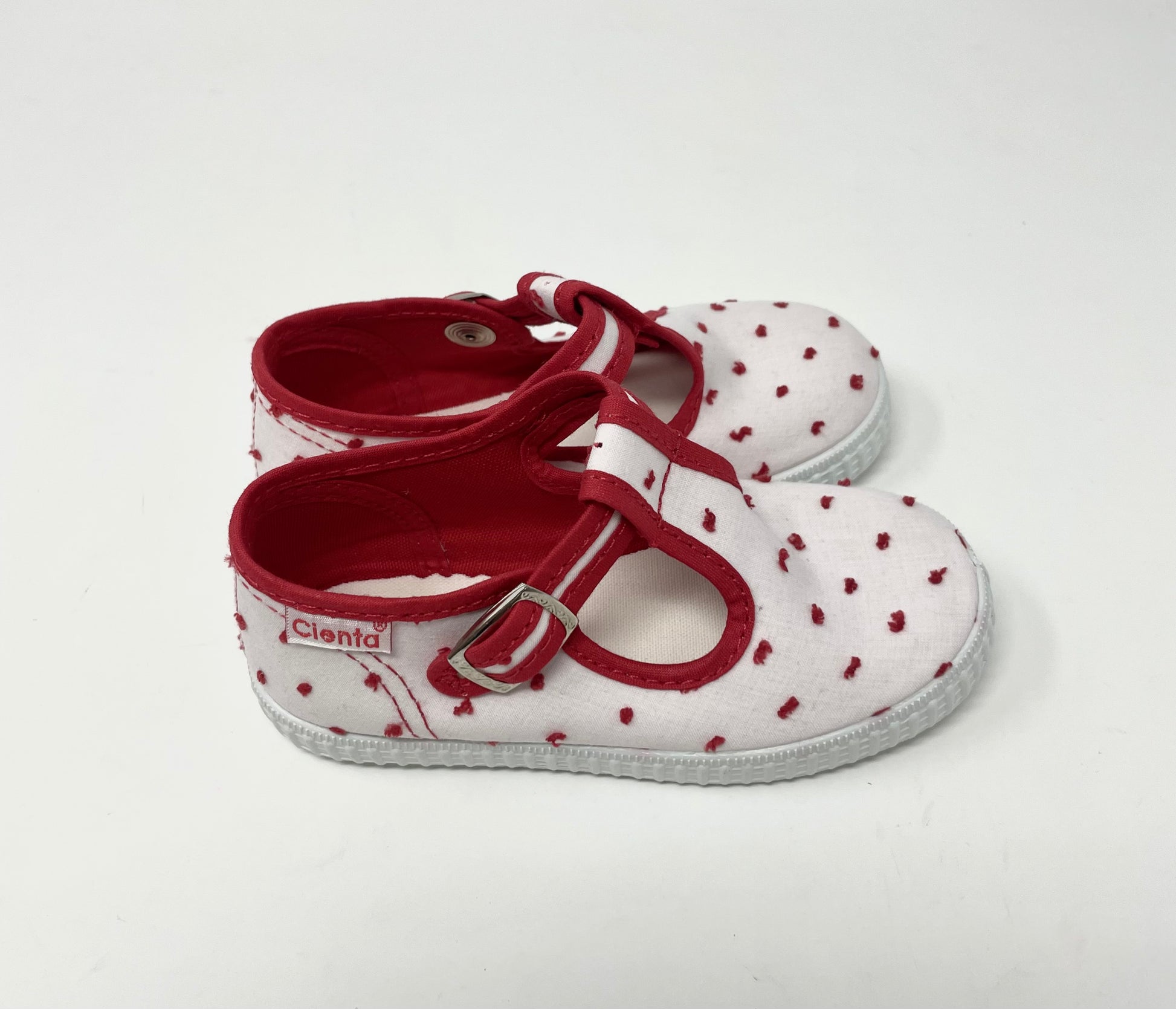 Toddler T-Strap - Red Swiss Dot Girls Shoes Cienta   