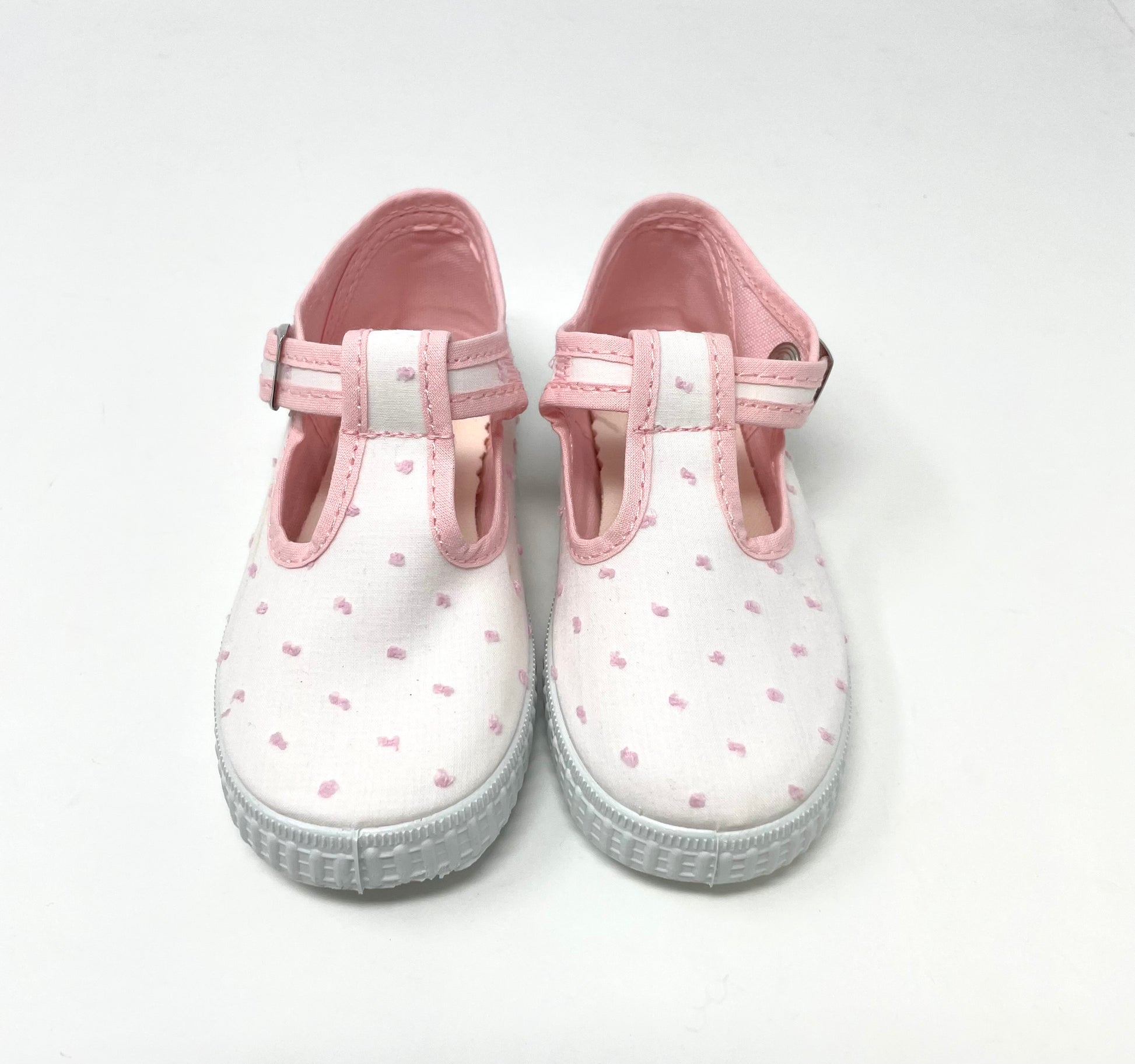 Toddler T-Strap - Pink Swiss Dot Shoes Cienta   
