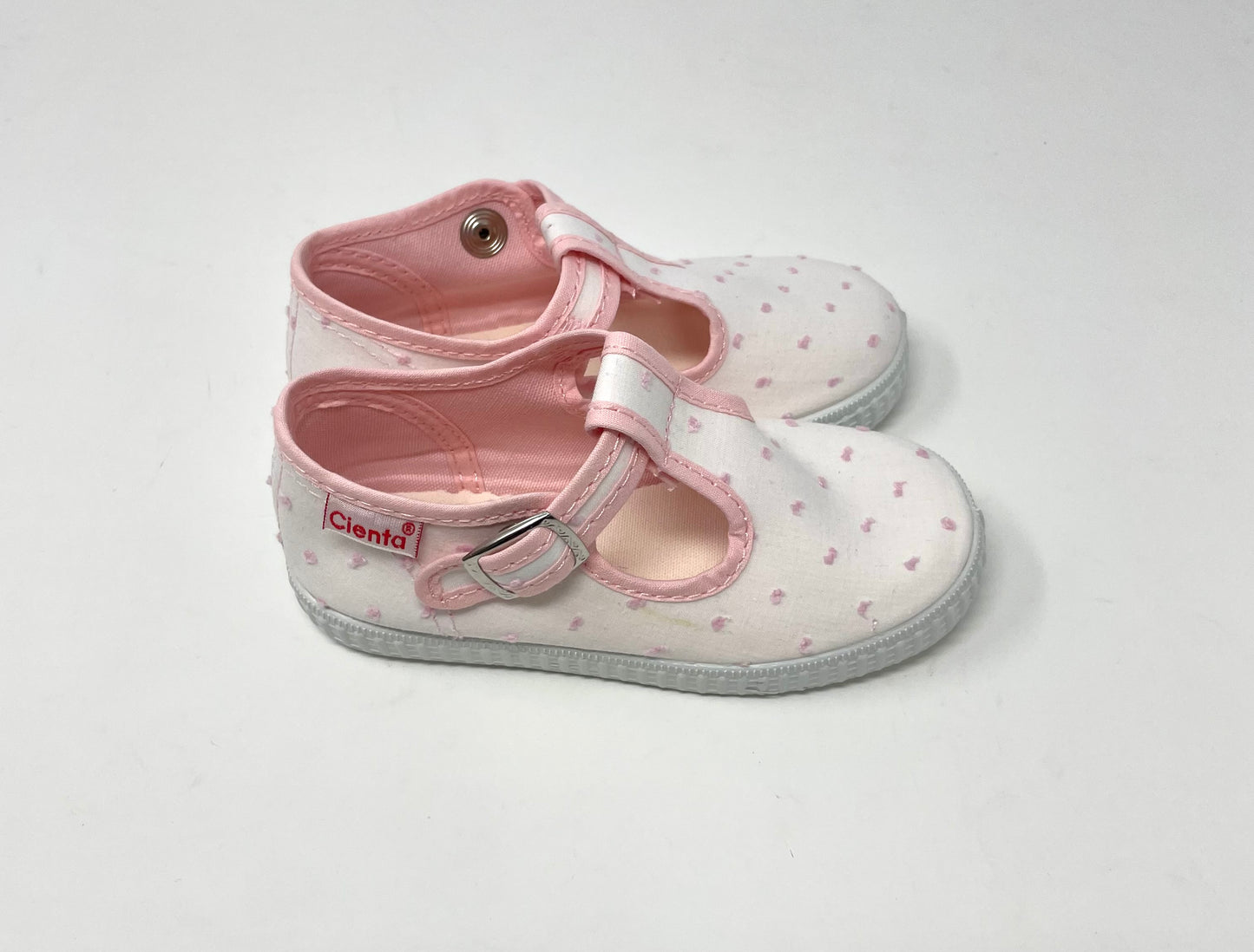 Toddler T-Strap - Pink Swiss Dot Shoes Cienta   