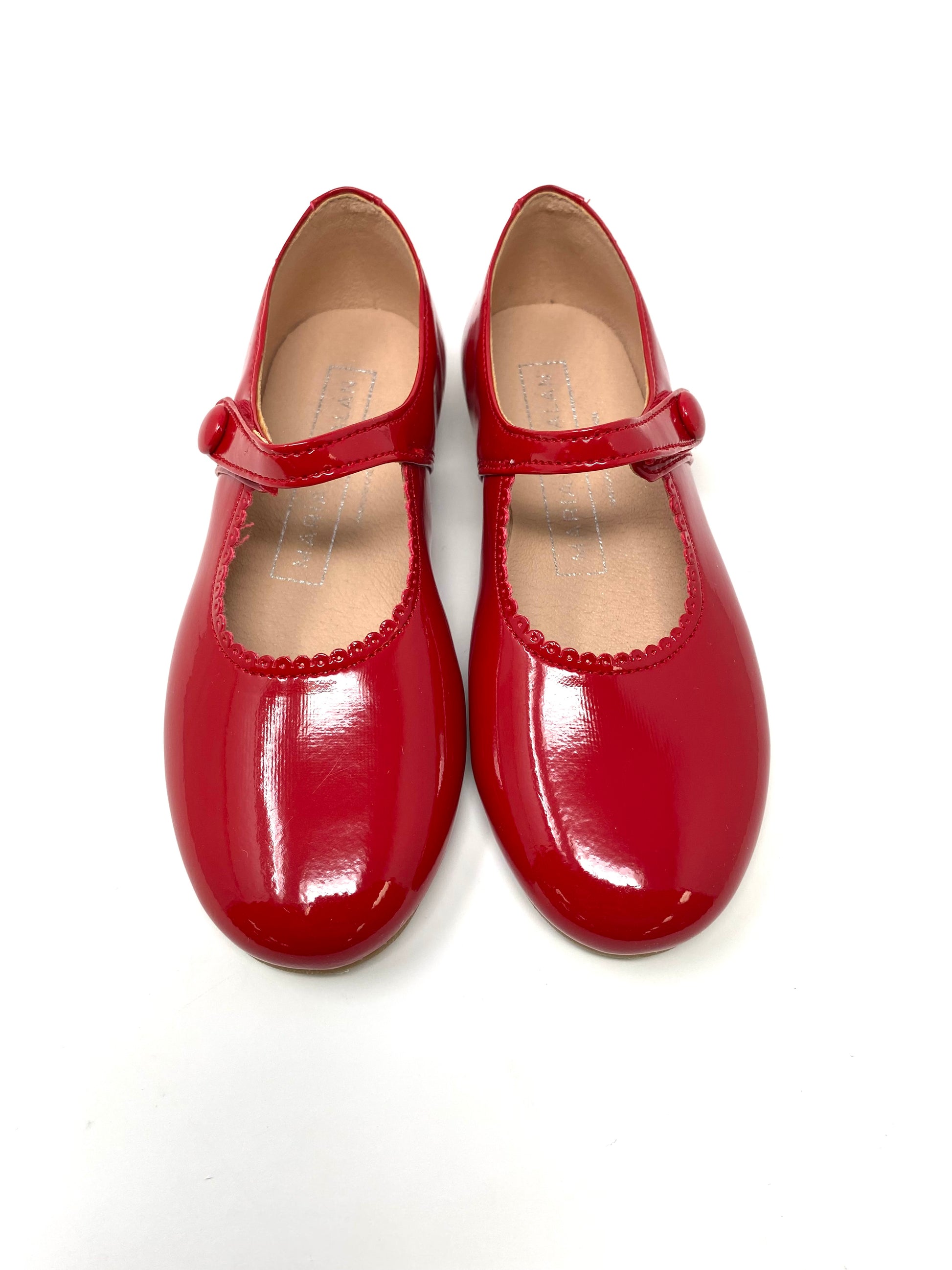 Elegant Button Mary Jane - Patent Red Girls Shoes Maria Catalan   