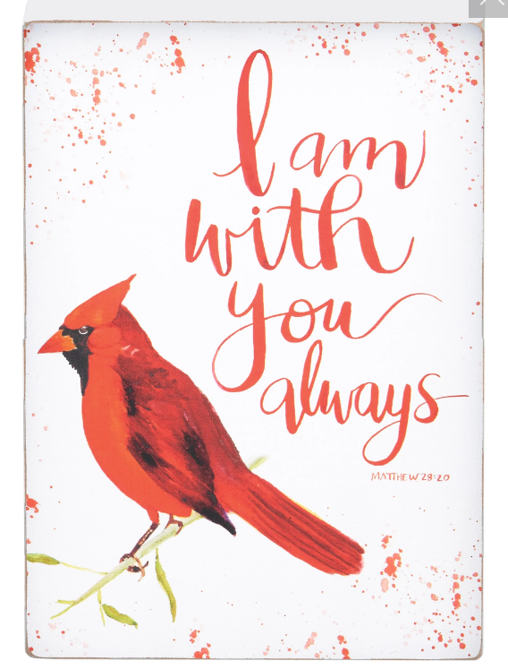I am With You Red Bird Block - 5x7 Home Decor Glory Haus   
