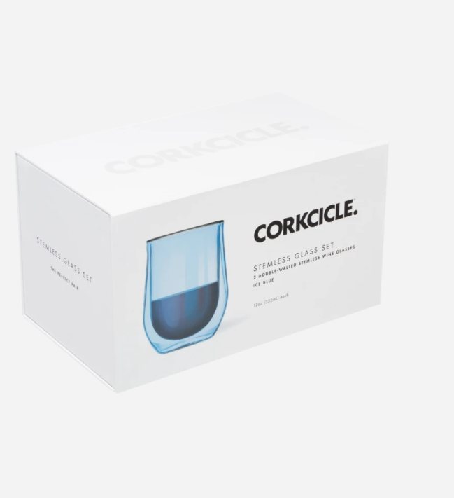 Ice Blue Stemless Double Glass Set Gifts Corkcicle   
