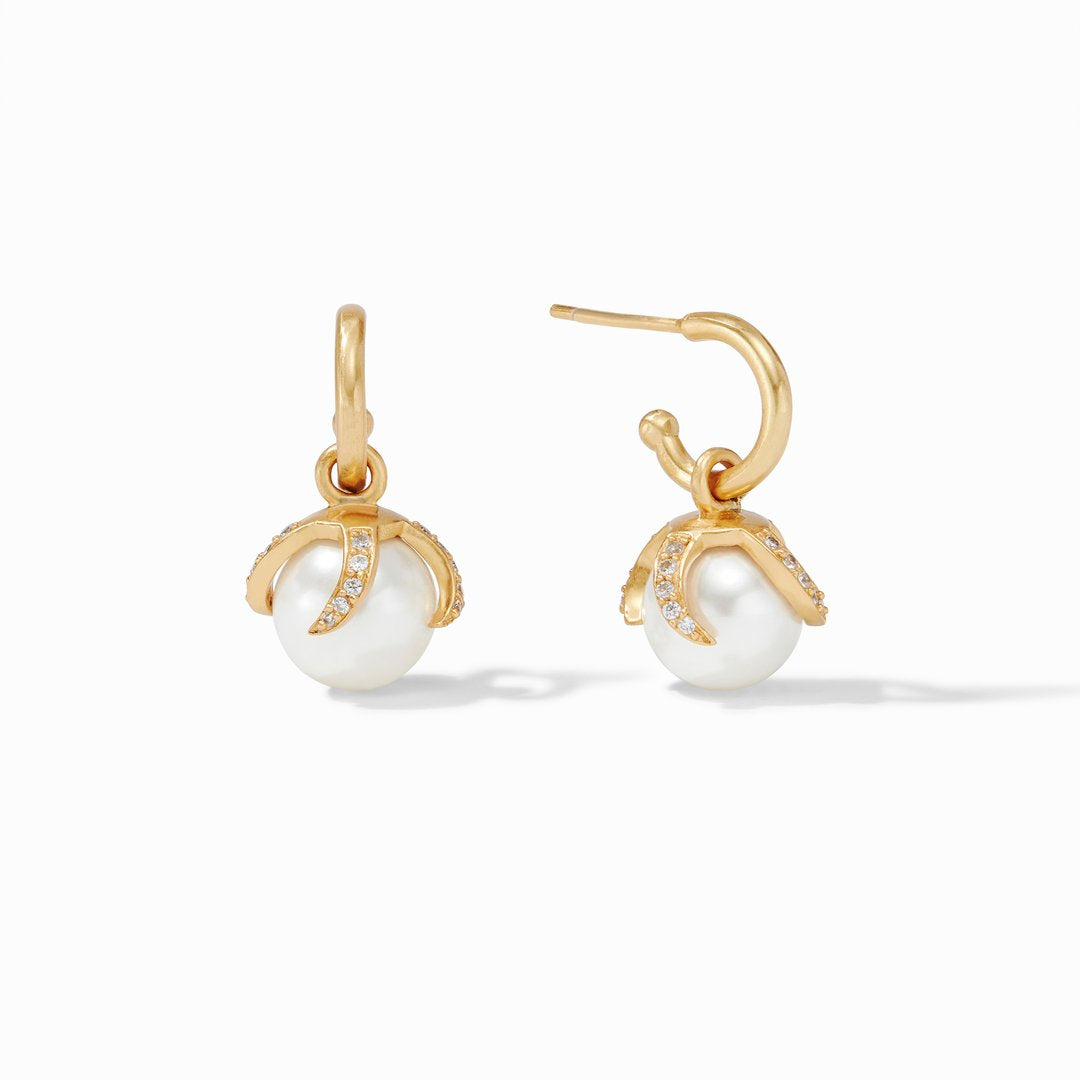 Juliet Hoop & Charm Earring Gold Pearl with CZ Women's Jewelry Julie Vos   