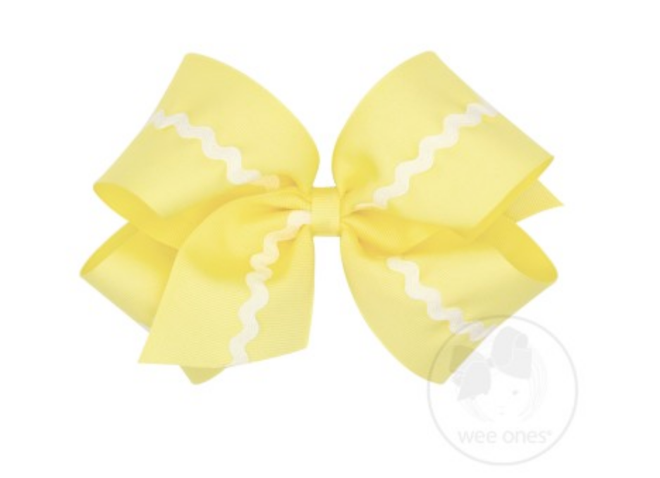 King Grosgrain Bow w/ Ric Rac - Light Yellow Accessories Wee Ones   
