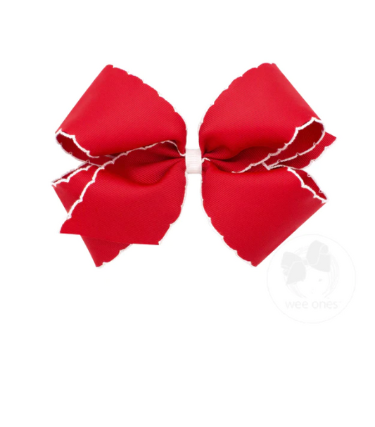 King Moonstitch Bow - Red with White Kids Hair Accessories Wee Ones   