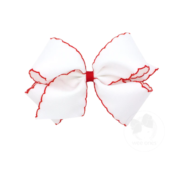 King Moonstitch Bow - White with Red Kids Hair Accessories Wee Ones   