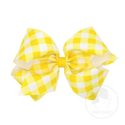 King Jumbo Check Print Bow Kids Hair Accessories Wee Ones Yellow  
