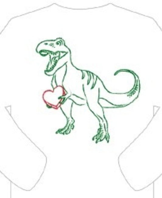LS White TRex with Heart T-Shirt Boys Tees Mustard & Ketchup   